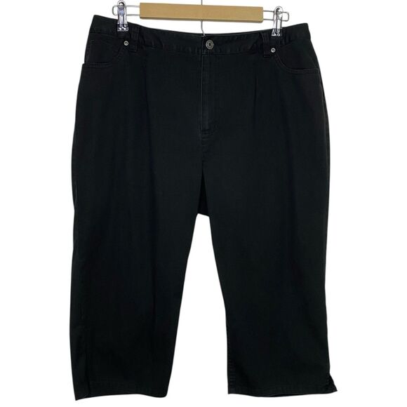 Talbots Pants Womens 14W Petite (33x17.5) Black Crop Stretch Capri Career Work - Picture 1 of 6